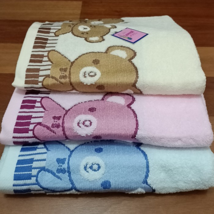 Handuk Mandi Bayi / Handuk Anak Handuk Tebal merk Luppen Motif Teddy Bear Size Besar 60 x 120