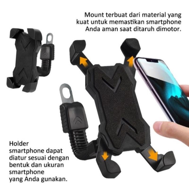 PROMO HOLDER MOTOR NB HM-06S TEMPAT DUDUK STAND BRACKET HP PHONE SPION HOLDER TERPOPULER SEN