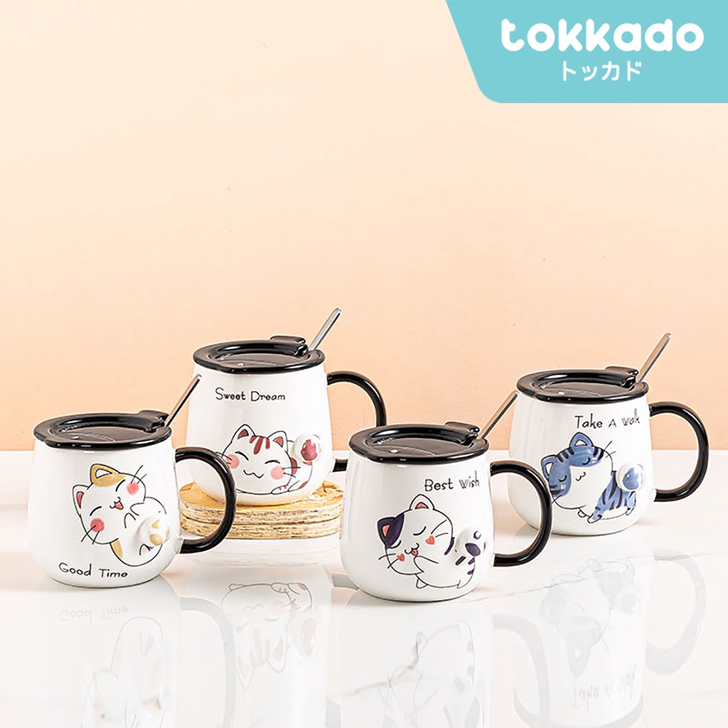TOKKADO Neru Gelas Mug Cangkir Minum Karakter Kucing Cat Unik Lucu
