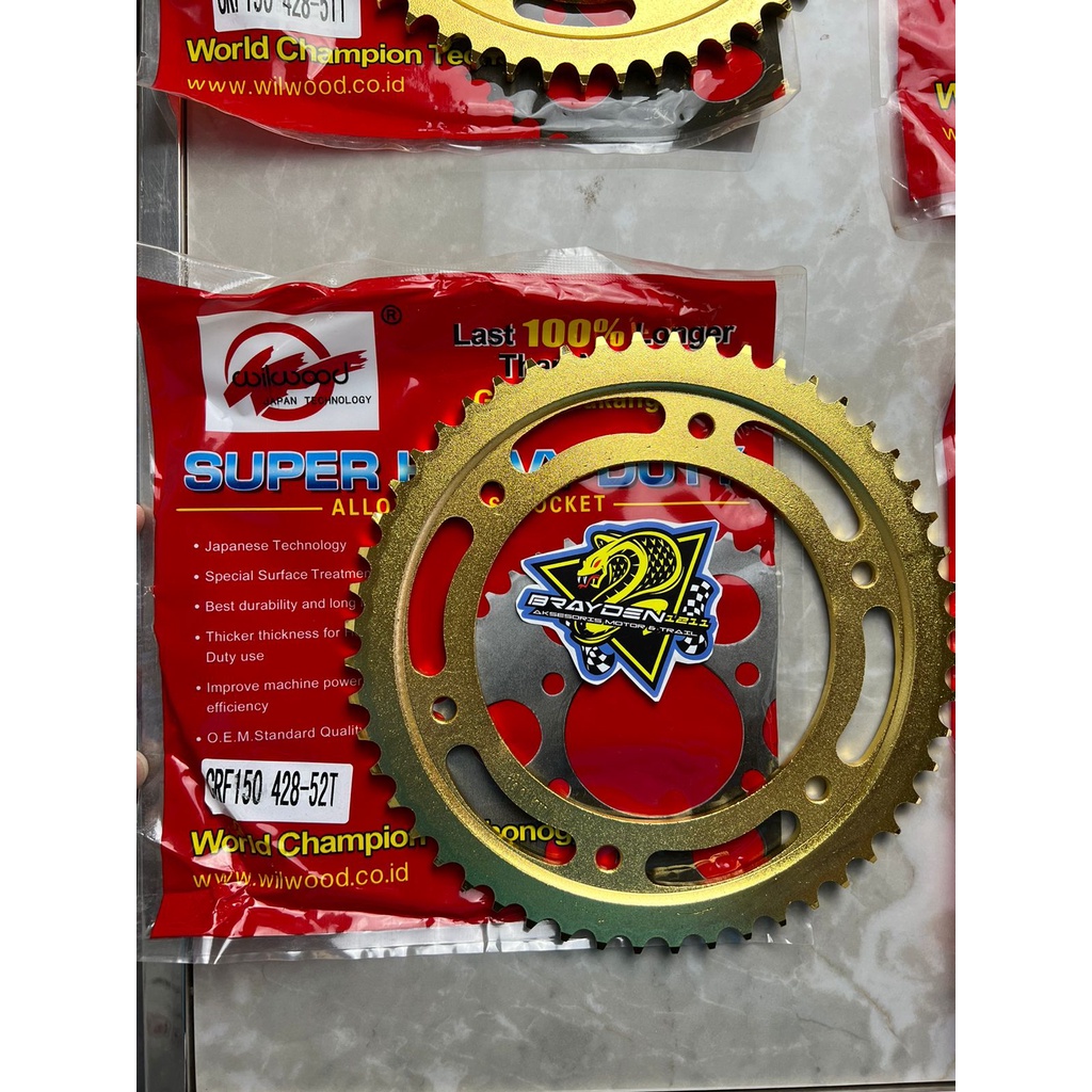 GEAR BELAKANG CRF 46 48 50 52 53 54 55 56/GEAR BELAKANG CRF 150 GOLD SSS VZM WILWOOD