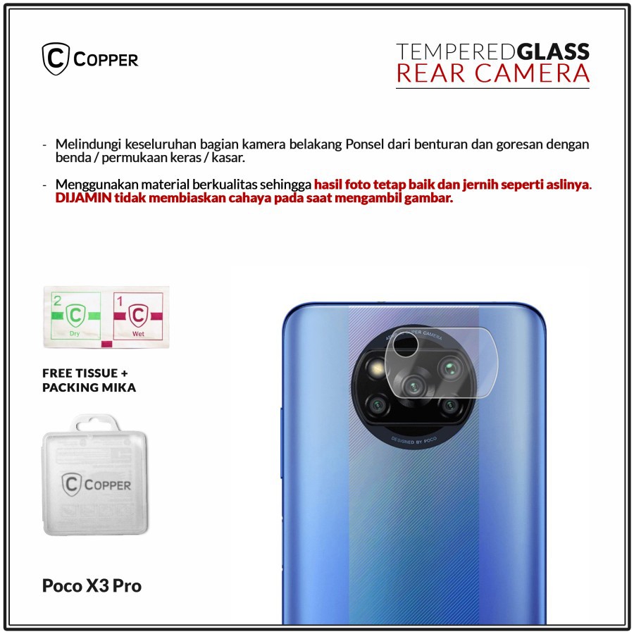 Poco X3 Pro - COPPER Tempered Glass Kamera