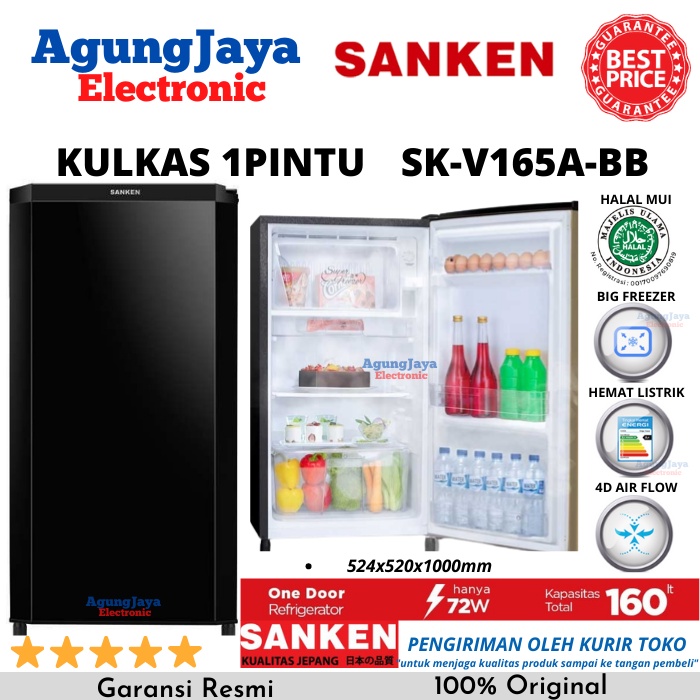 KULKAS SANKEN SK-V165A-BB LEMARI ES 1 PINTU 160 LITERS LOW WATT (CILEGON SERANG)