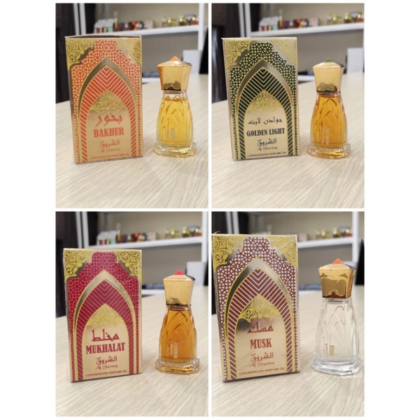 minyak wangi Al Shurooq/ mukhlat/ musk/ bakhur golden light.