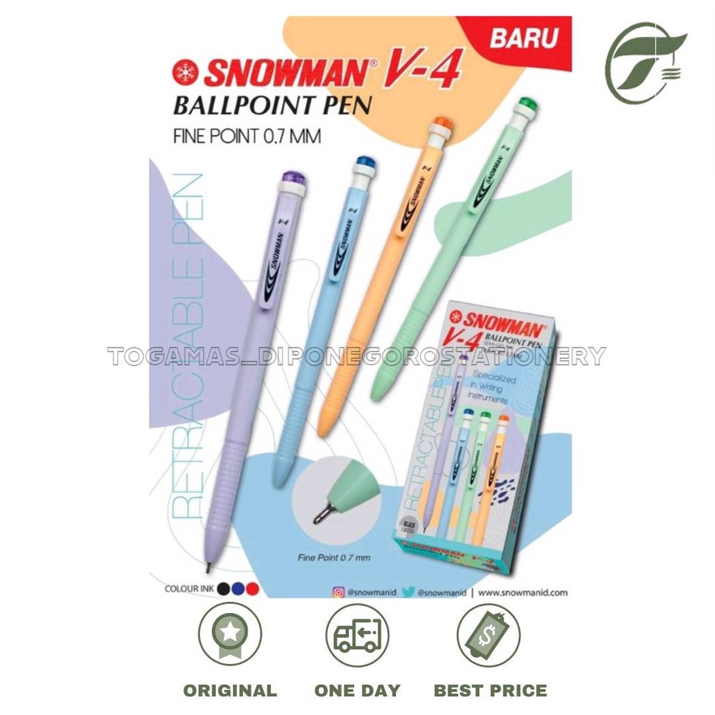 

BALLPEN 0.6MM V-4 RETRACTABLE SNOWMAN (HITAM)