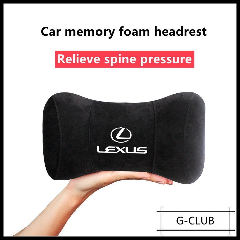 G-club Bantal Leher Bahan Kulit Rusa Memory Foam Untuk Headrest Mobil Lexus