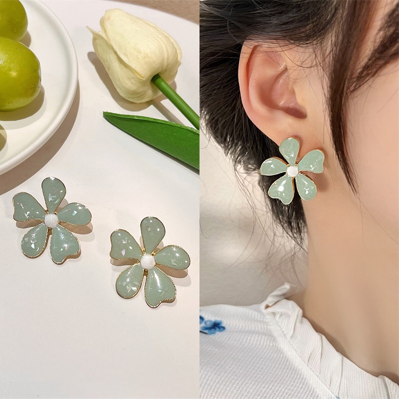 Anting Desain Bunga Opal Gaya Korea Untuk Wanita