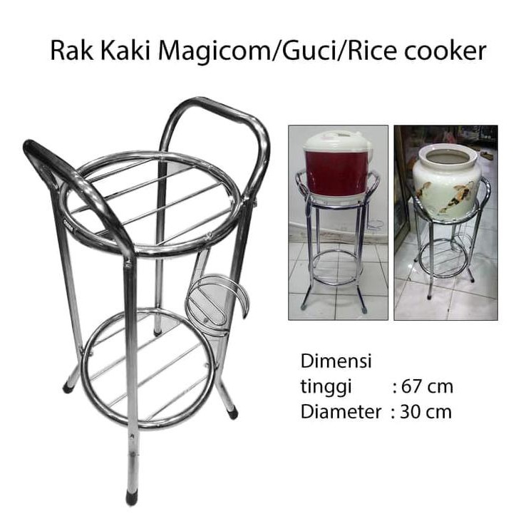 Rak Guci Dispenser Magic Com Bulat 2 Susun Stainless Luxury