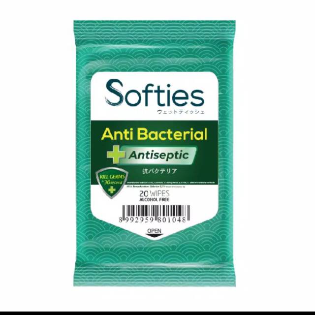 SOFTIES ANTI BACTERIAL+ANTISEPTIC/ tissue basah