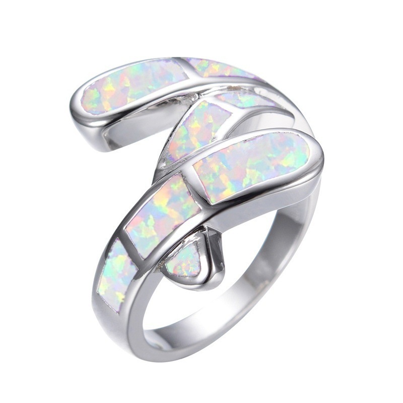 New style ring geometric shape Opal fashion women's ring ring