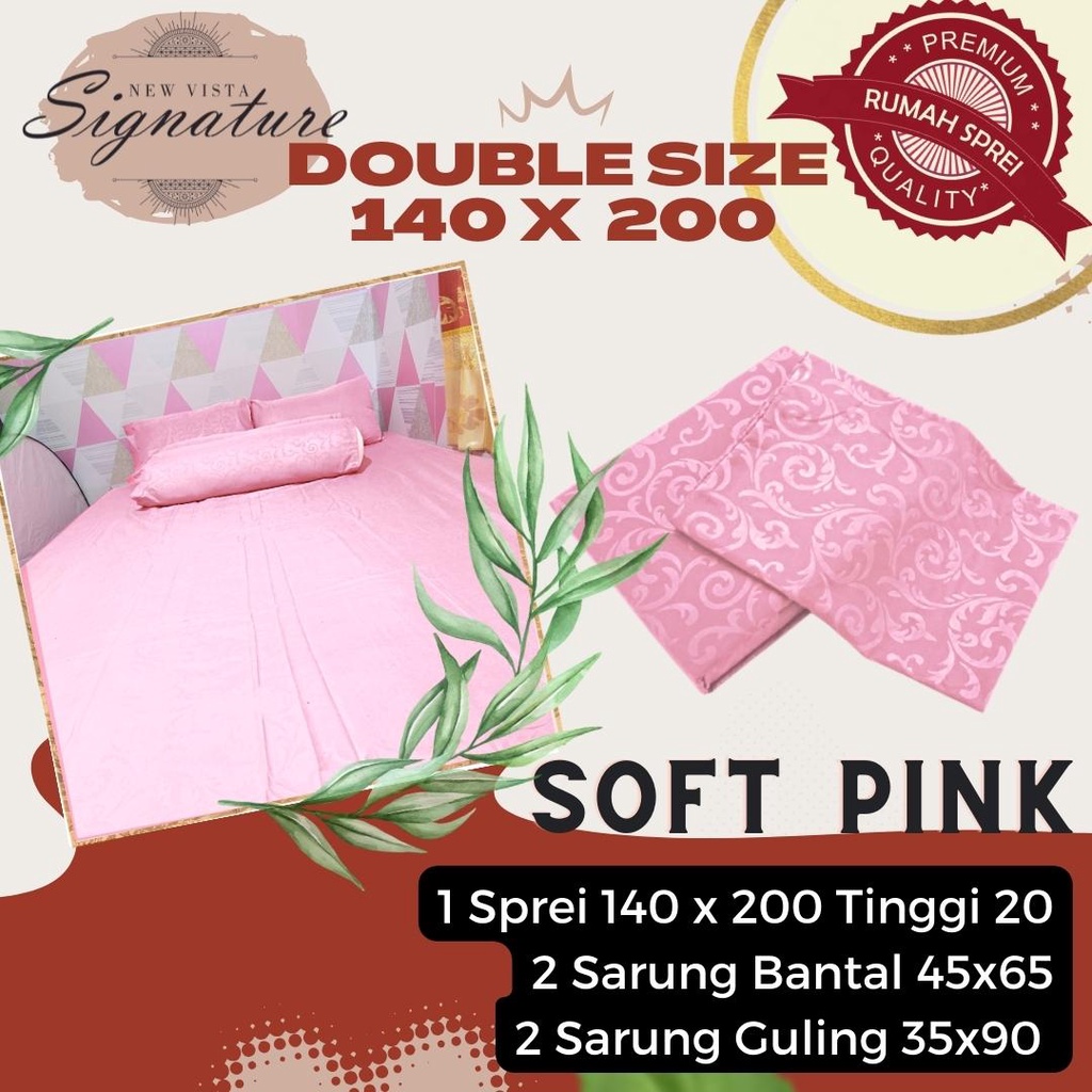 Sprei Signature 140 x 200 Polos Emboss ( Soft Pink / Pink Pupus / Pink Muda )