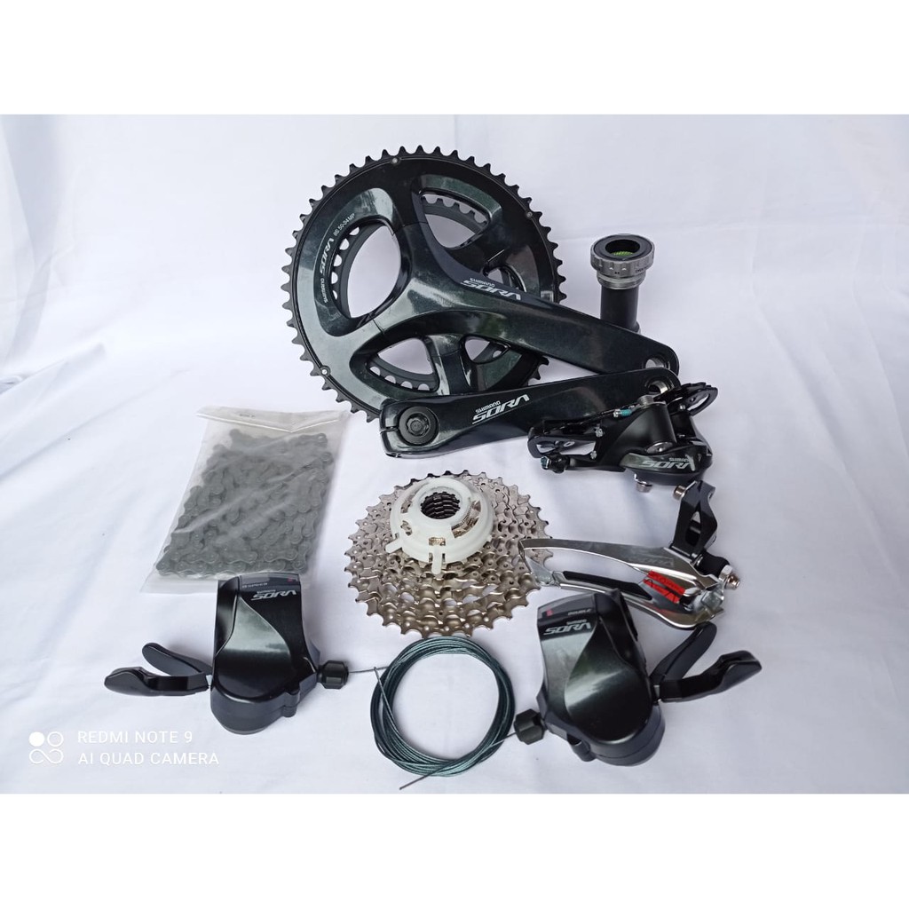 Groupset Sora R3000 2x9speed flatbar,group set Shimano Sora, groupset  seli