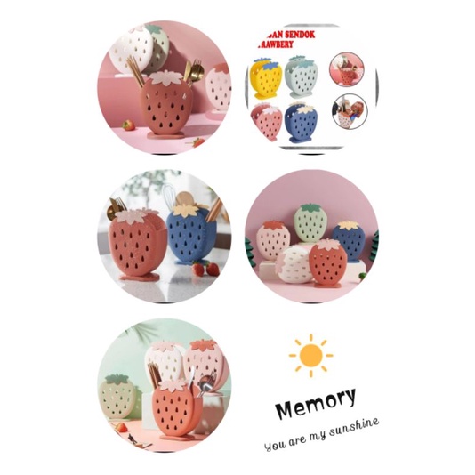 

Tempat Sendok Garpu Pisau Dapur Motif Strawberry / Tempat Pensil Tempat Serbaguna