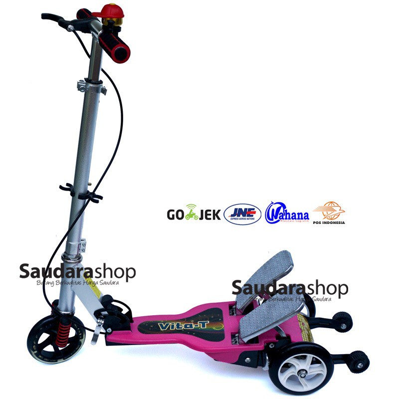 HOBI | Vita Skuter Anak Dua Pedal Besi / Scooter Dual Pedal / Otopet PINK