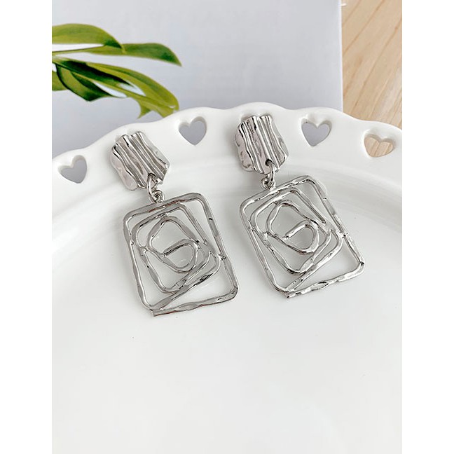 LRC Anting Tusuk Fashion Silver Alloy Geometry Earrings F74543