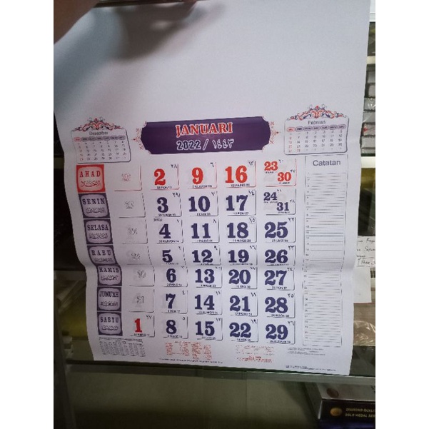 Kalender 2022 Besar Super - (Uk. 48 x 64) Angka Besar 12 lembar Murah