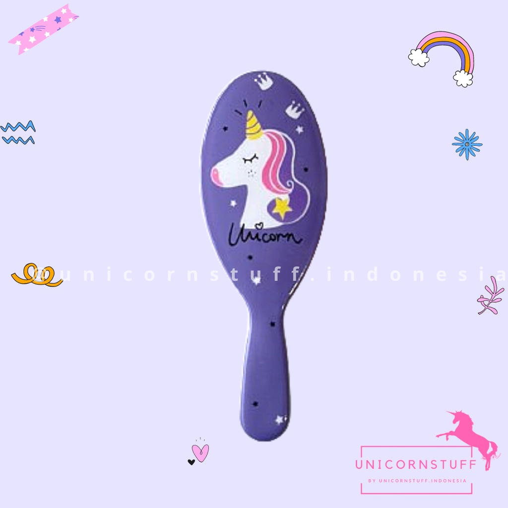 Sisir Rambut Unicorn Anak Cewek Karakter Kado Murah Premium Small Size Kecil Tas Pergi