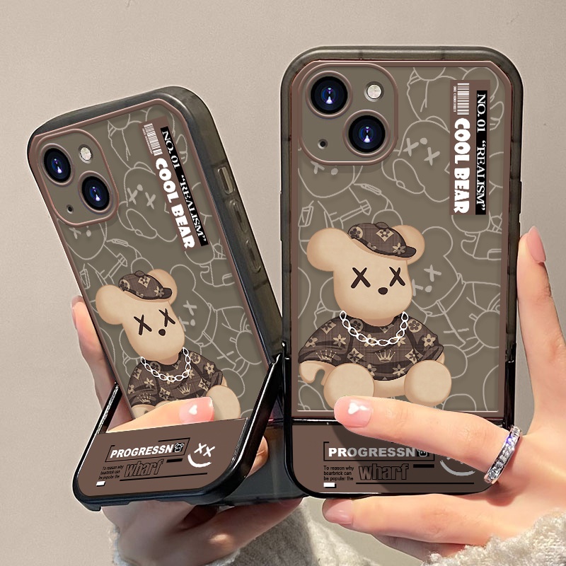 Case Transparan Motif Beruang Untuk IPhone X XS XR 11 12 13 Pro Max 6 6S 7 8 Plus