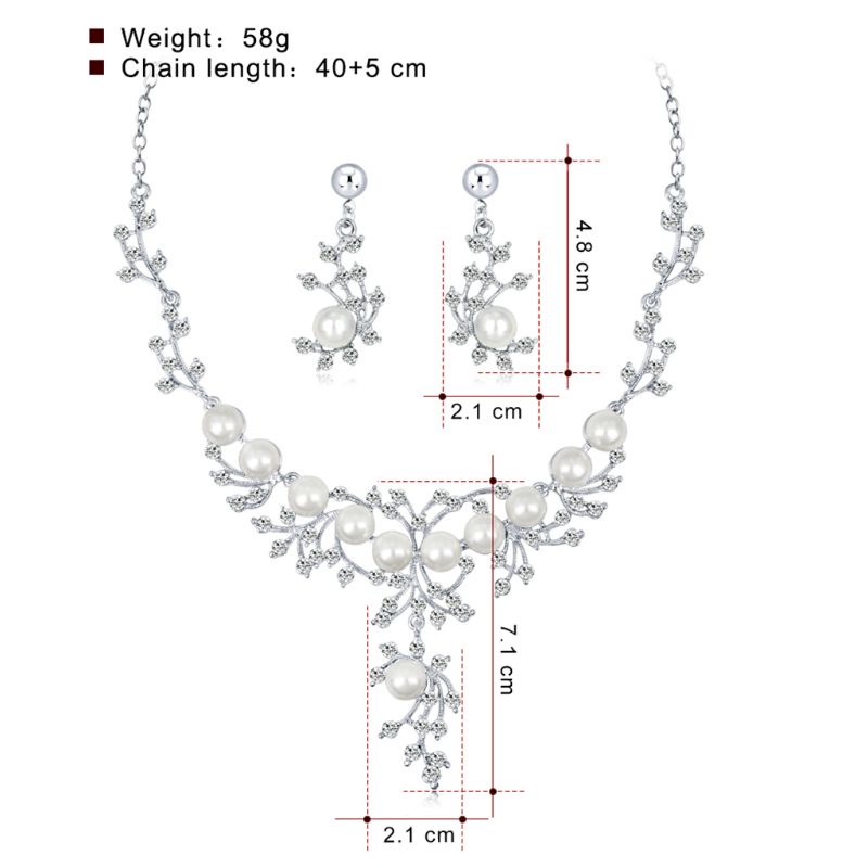 SIY  1 Set Necklace Earrings Floral Wedding Gifts Bride Jewelry Women Imitation Pearl