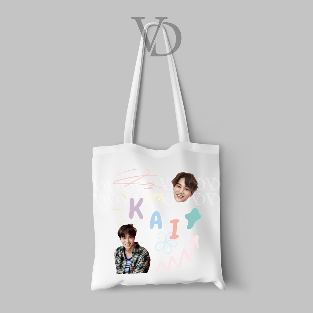 TOTE BAG BAHAN KANVAS MOTIF exo fanart  name / korean TOTEBAG / TAS BELANJA