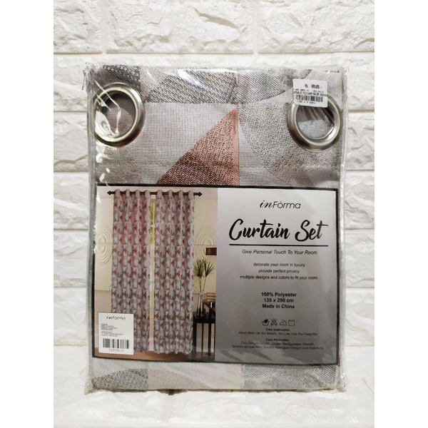 Informa Gorden / Curtain Set Print Candy Pink Grey / Gorden Informa / Informa Curtain / Curtain Info