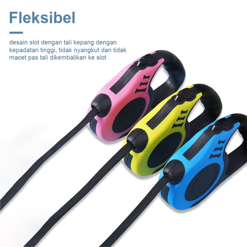 Tali Tuntun kucing Harness kucing Harness Anjing Retractable Dog Leash 3m
