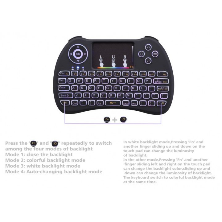 H9-L Mini Hand-held Wireless Keyboard QWERTY with Backlight