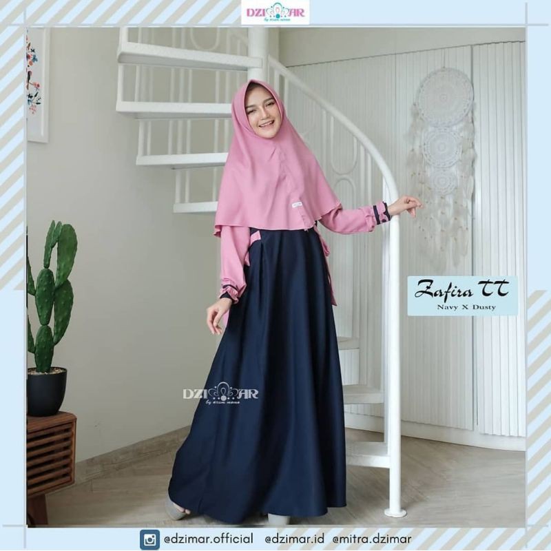 zafira dress two tone original by dzimar set jilbab size L