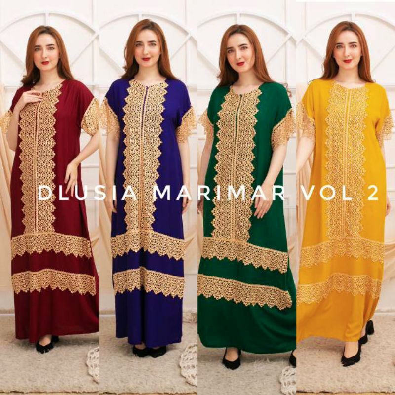 Dlusia Marimar Vol 2 Gamis Arab Renda Rayon Premium Lengan Pendek  Busui Baju Wanita Muslim Kekinian