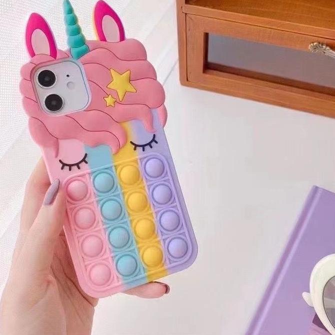 Stok terbatas.. Pop it Vivo Y15s Y91c Y17 Y12 Y15 Y91 Y93 Y95  Case 3D Karakter Unicorn Kuda Poni So