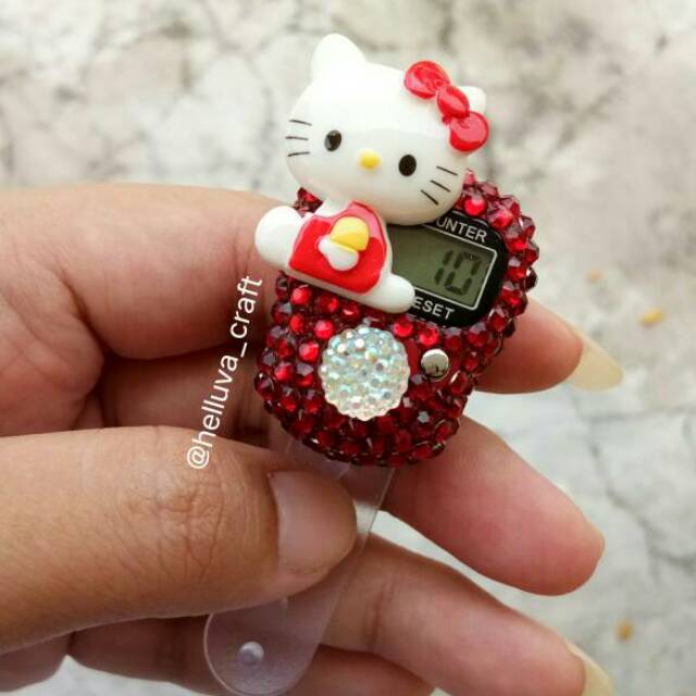 Hello Kitty Tasbih Digital Swarovski Penghitung Dzikir Zikir Lucu Kado Muslimah Wanita
