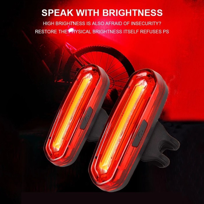 Lampu Sepeda Cob 1860 rechargerable Led Merah Putih Bicycle Tali Light