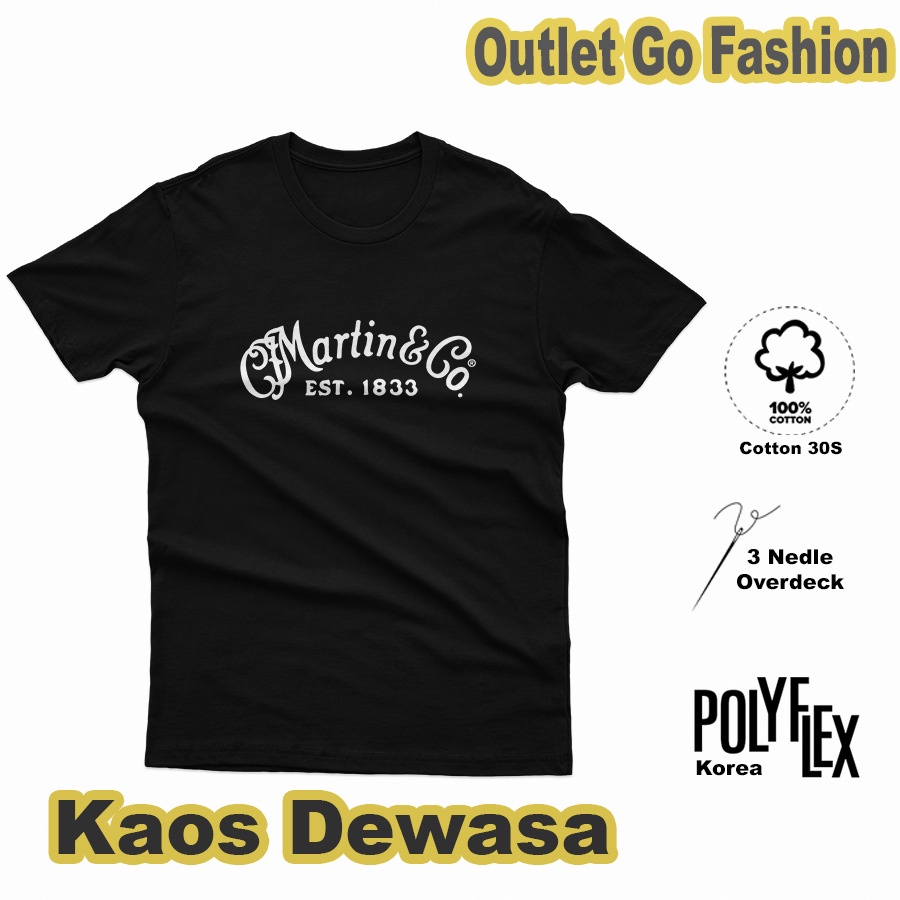 Baju Kaos Martin and Co Guitar T Shirt Musik Desain Tulisan Simple Distro Lengan Pendek Dewasa Baru