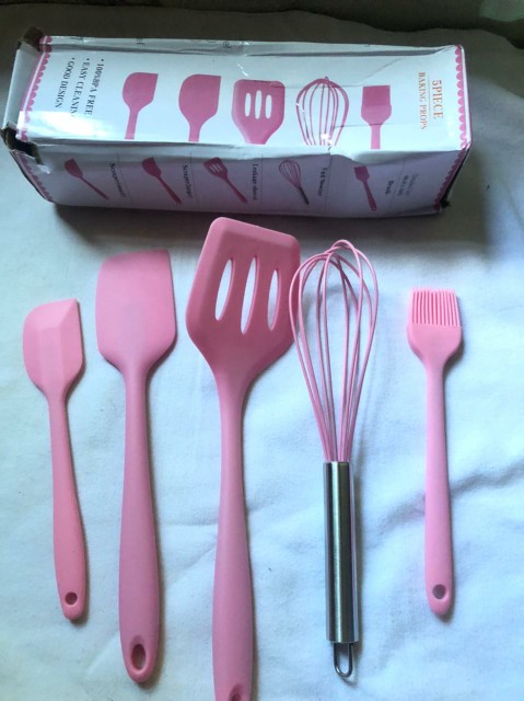 Spatula Set Alat Masak 5 In 1 Sutil Scrap Kocokan Silicone/silikon