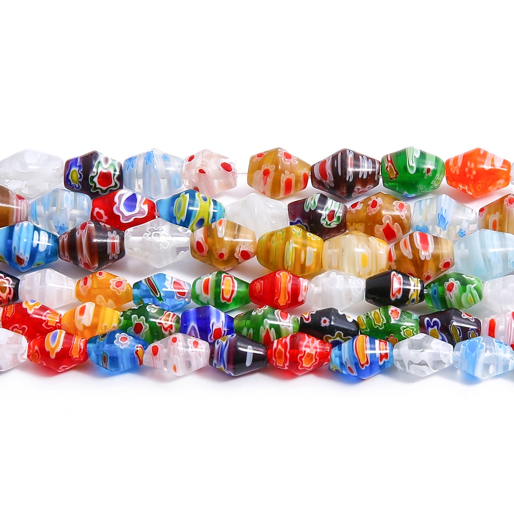 8x10mm 10x12mm 32-38 Pcs Oval Bentuk Bunga Pola Campuran Warna Lampwork Manik-manik Kaca DIY Perhiasan Gelang Membuat Temuan DIY Pasokan