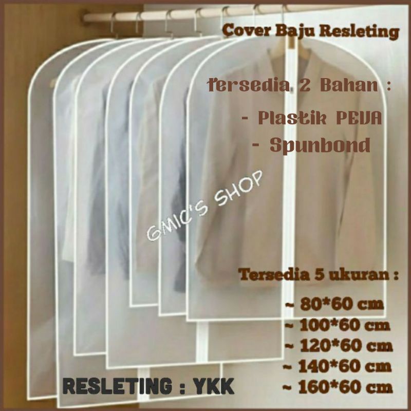 Cover resleting pelindung jas baju kemeja gaun gamis anti air anti debu