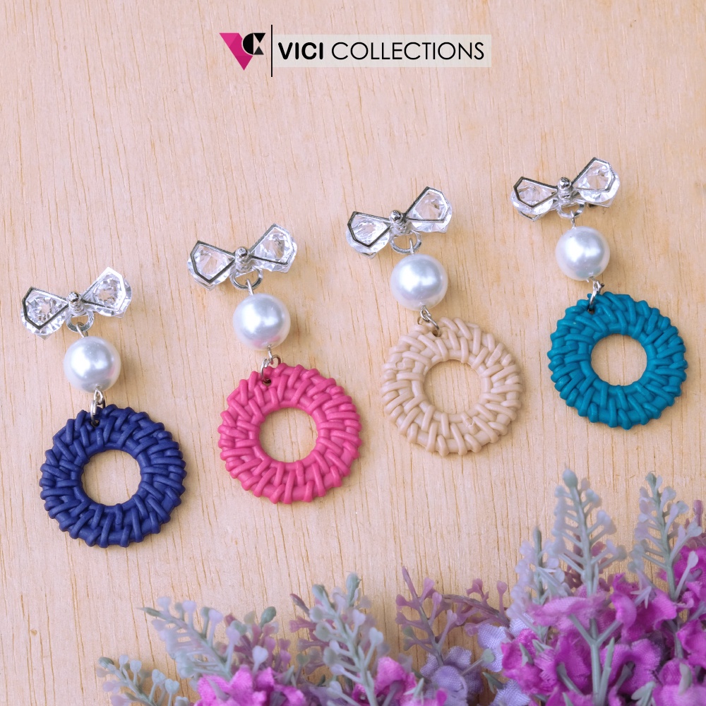 Bros Dagu Vici Hijab Jilbab Juntai Mutiara Ring Rotan Kekinian Aneka Warna BSP14-1