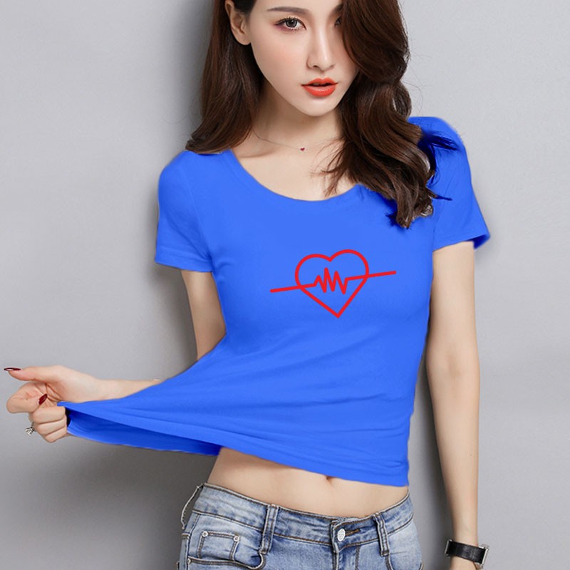 YOURSTYLE1119 - KAOS WANITA ONECK HEARTBEAT/ KAOS TERLARIS / KAOS ONECK/ VALENTINE