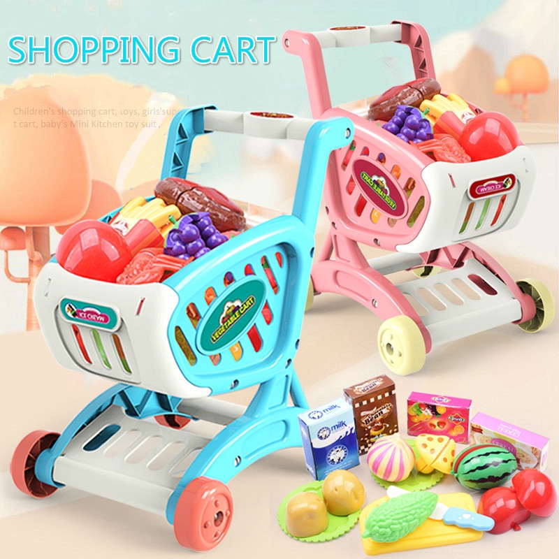 play shopping cart with food