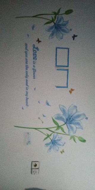 Wallsticker 71 Frame Bunga Biru