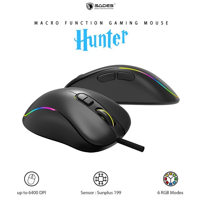 Mouse Gaming Macro Sades Hunter S9 - Sades S9 - Mouse Macro