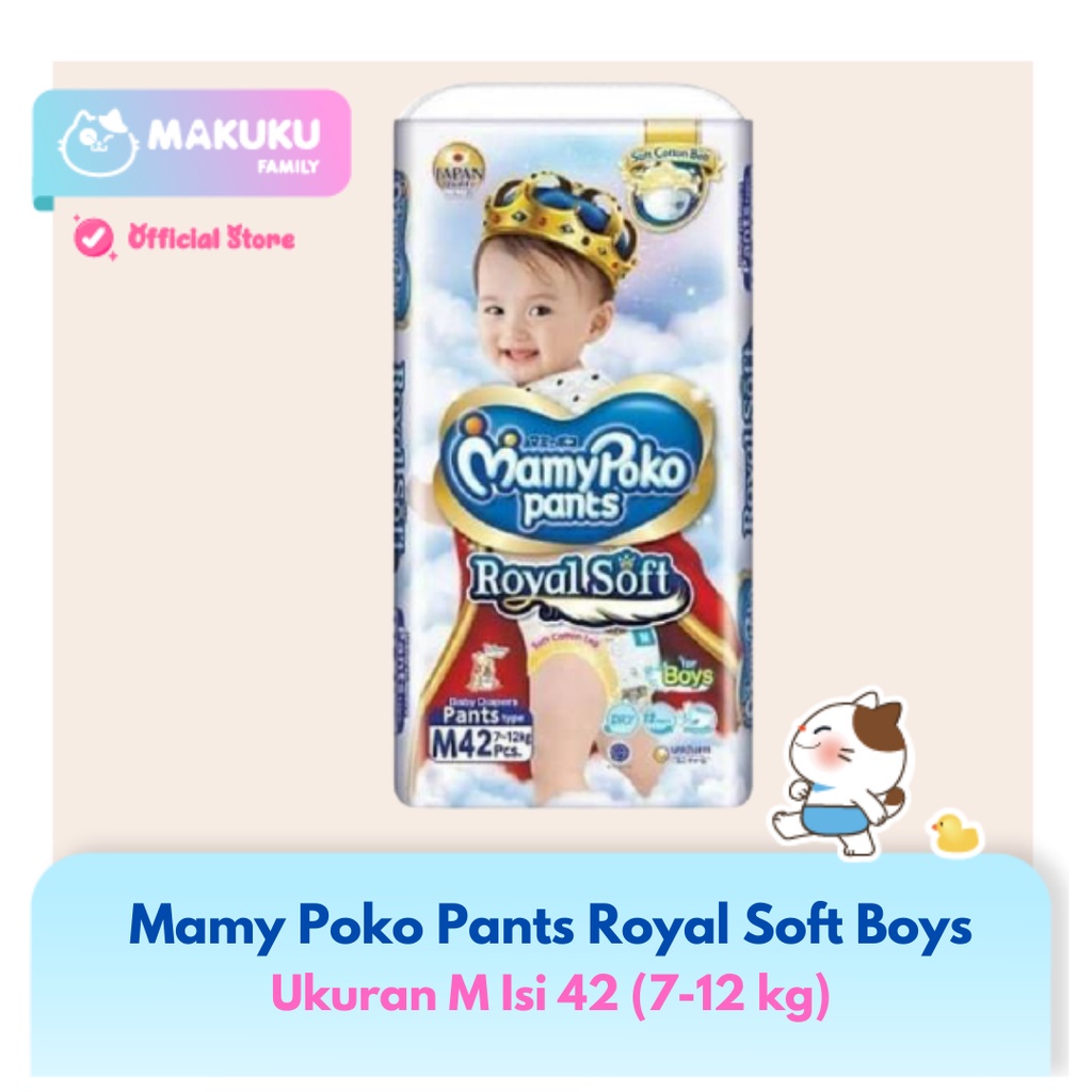 Mamy Poko Pants Royal Soft M42 Boys / Popok Celana Sekali Pakai Ukuran M Isi 42 / Pampers / Diapers mamypoko