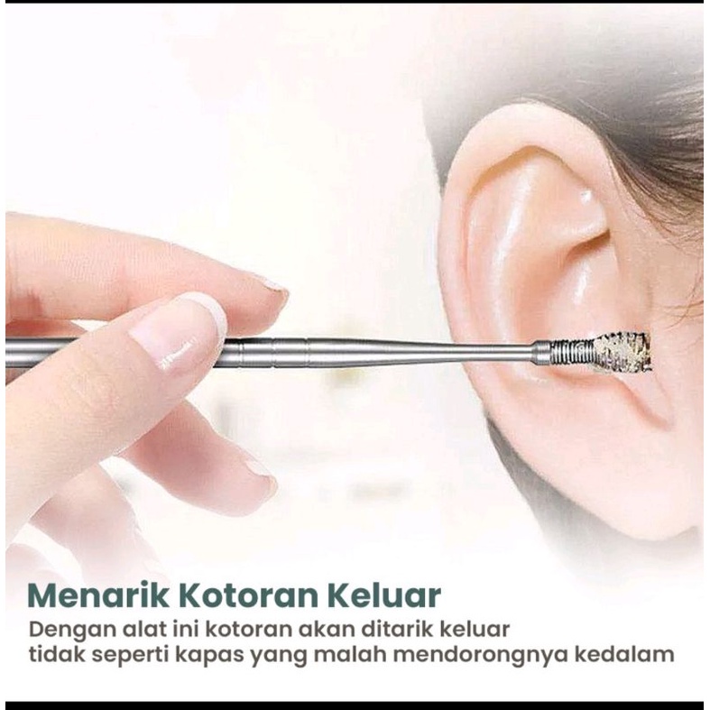 ALAT PEMBERSIH TELINGA KOREK KUPING SET Ear Wax STAINLESS STEEL 5IN1