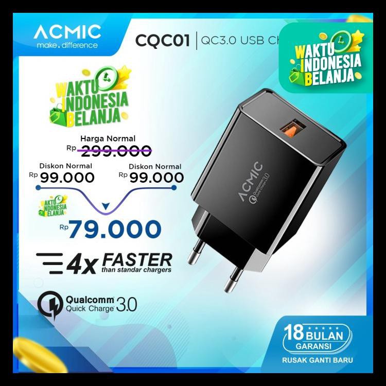Acmic Cqc01 - Quick Charge 3.0 Usb Wall Charger Fast Charging - Cqc01 Only Kode 1086