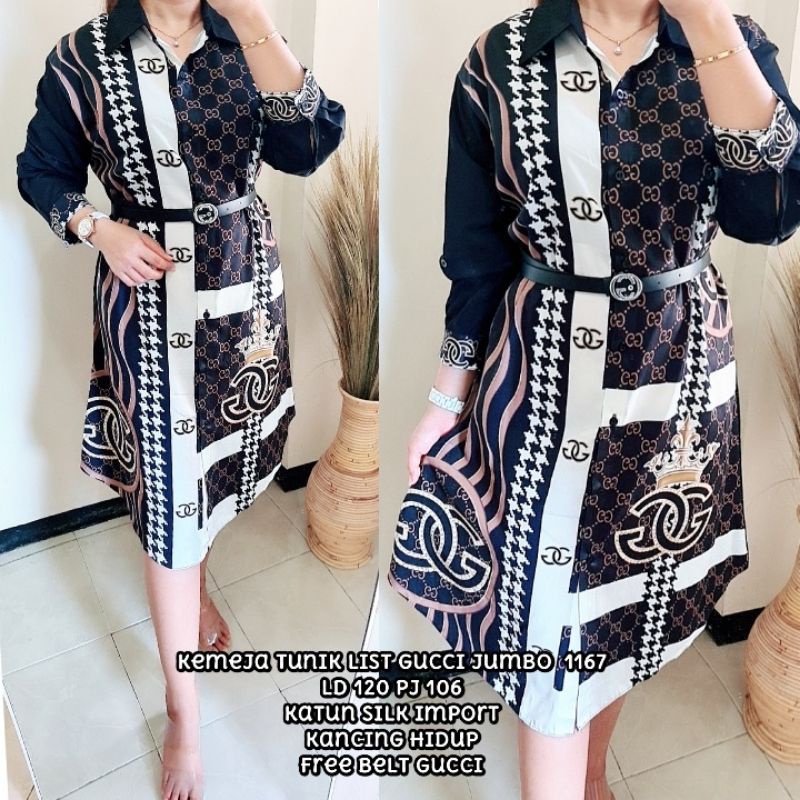 Tunik kemeja jumbo 11677 GU REAL PICTURES YAA FREE BELT baju import murah dres TURKI