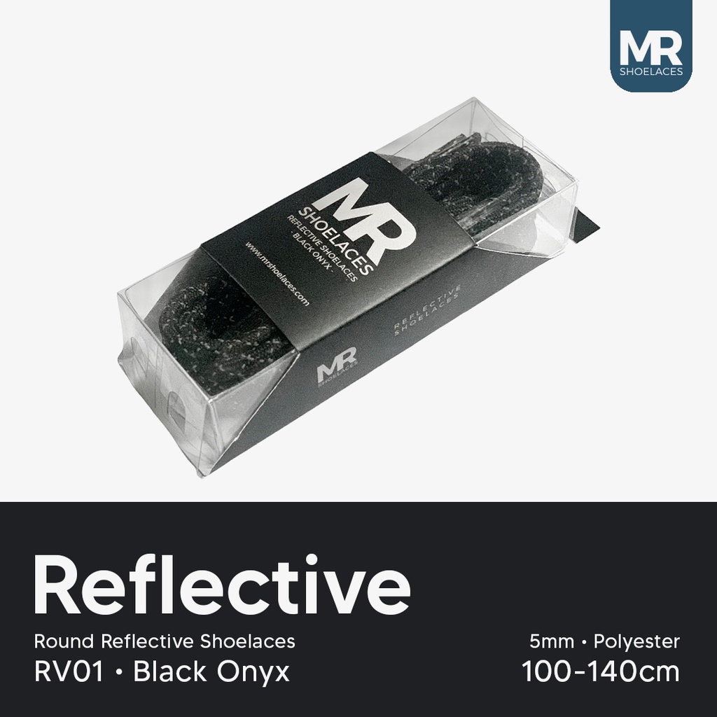 MR Shoelaces RV100 Tali Sepatu Reflektif (Reflective) 5-6mm Bulat Round Panjang 100cm (Menyala) - Premium Shoelace