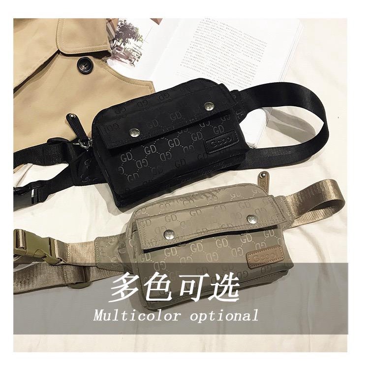 BJ15888 - BLACK/GRAY - TAS SLEMPANG PINGGANG WAISTBAG SLINGBAG TAS WANITA FASHION IMPORT MODIS ELEGAN TERMURAH TERLARIS TERBARU BAGSTORE JAKARTA TAS BATAM LT1876 ELJ5888 CR7536