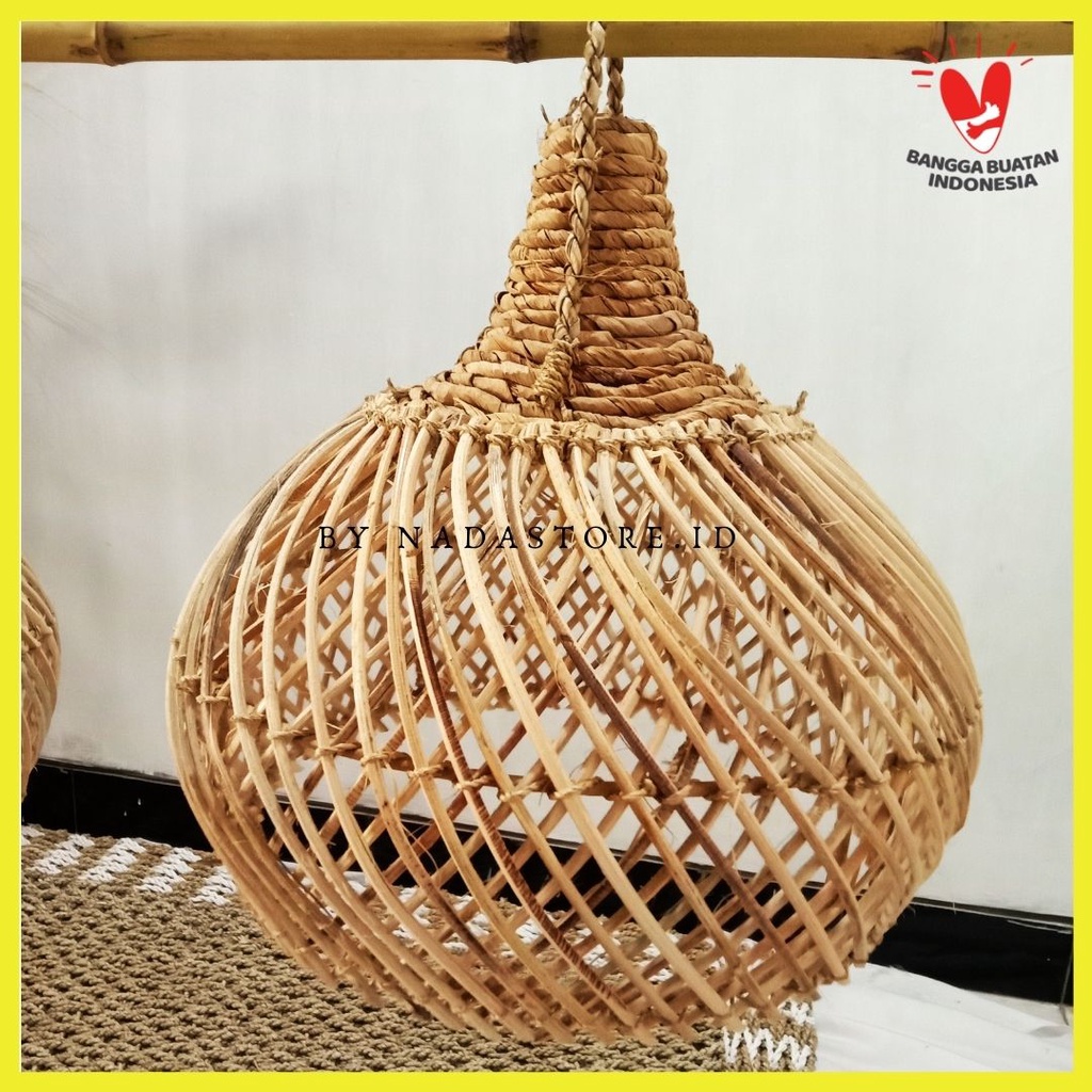 LAMPSHADE RATTAN / LAMPION ROTAN / KAP LAMPU RUSTIC MATERIAL RATTAN HANDMADE BY NADASTORE