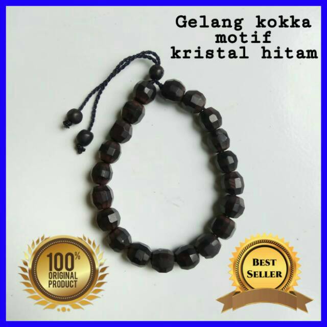 Gelang kaukah/kokka/kaokah/fukaha motif kristal hitam per 1pcs