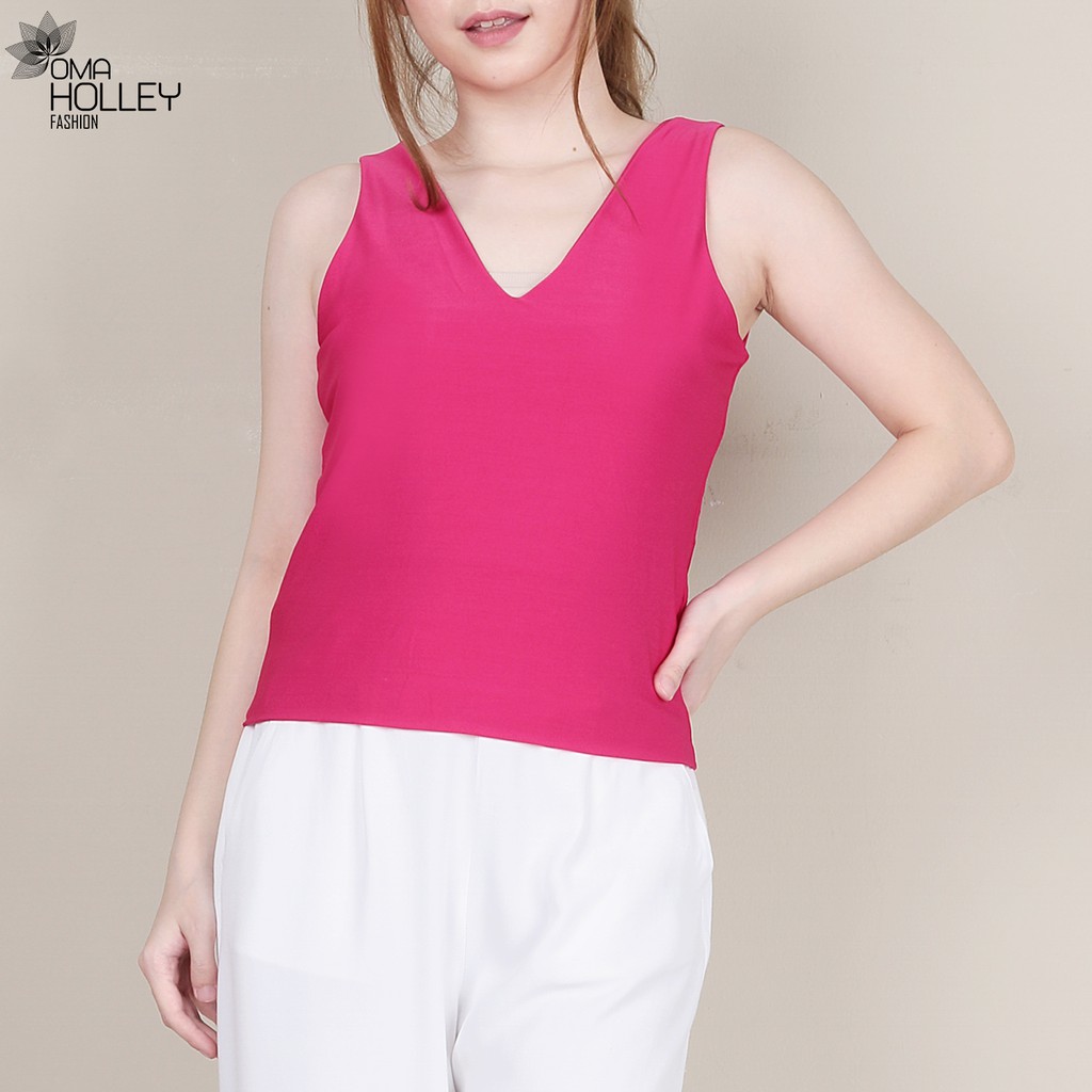 (COD) OH Fashion Tank top Mona Wanita V neck  ELVZ # 0139