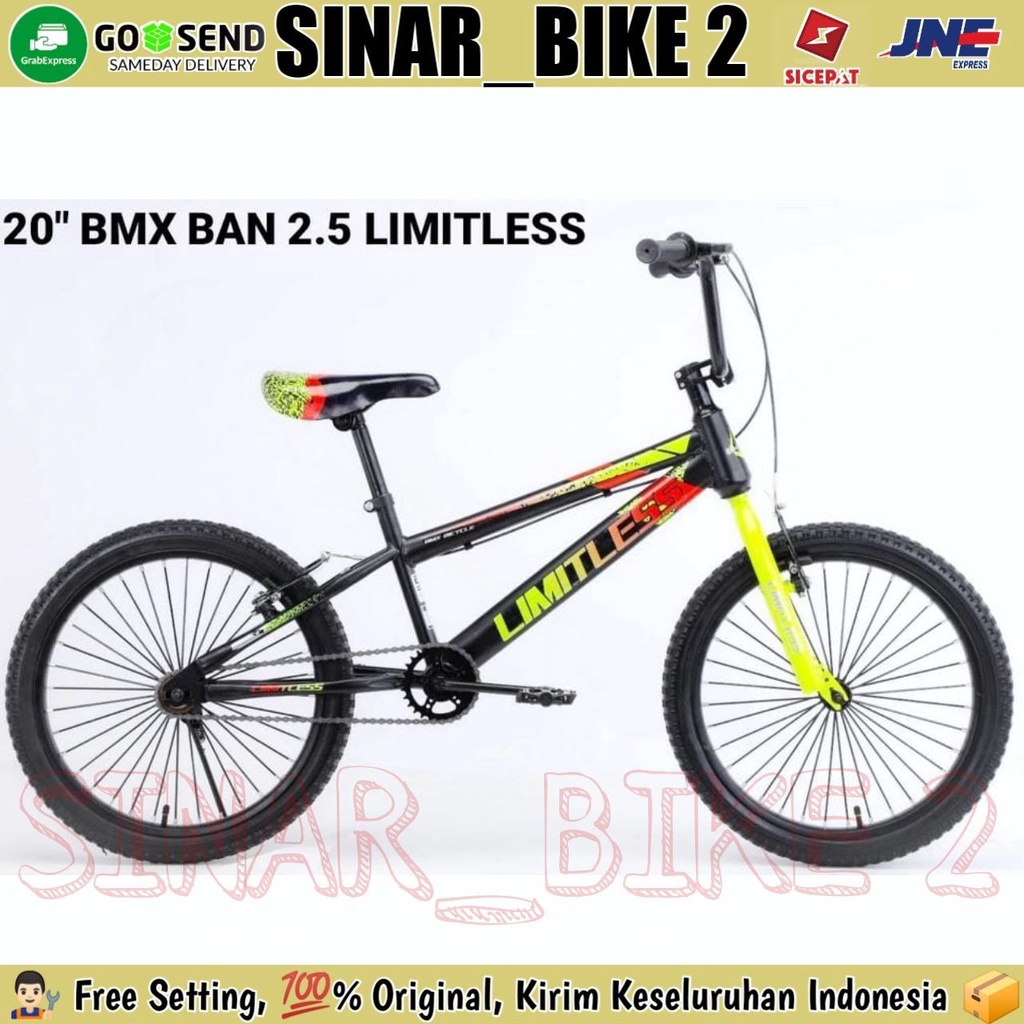 Sepeda Anak Laki 20 Inch BMX LIMITLESS 8820 Ban 2.5 Bonus Jalu